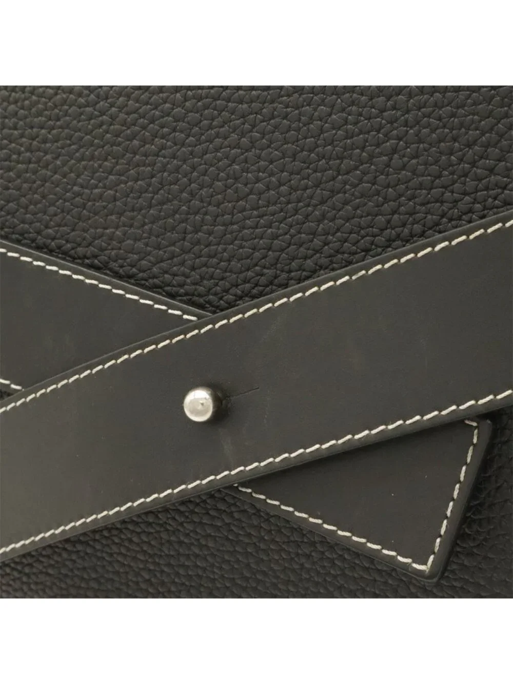 Loewe Anagram Belt Collection Messenger Shoulder Bag Leather Black Silver